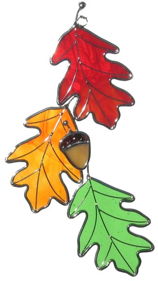 Oak Leaf Triple with Acorn Sun Catcher